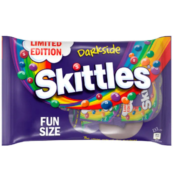 Shareable Skittles Darkside fun-size candies, bursting with bold fruity flavors