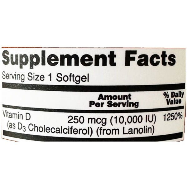 NOW Foods Supplements Vitamin D-3 10000 IU, 30 Softgels