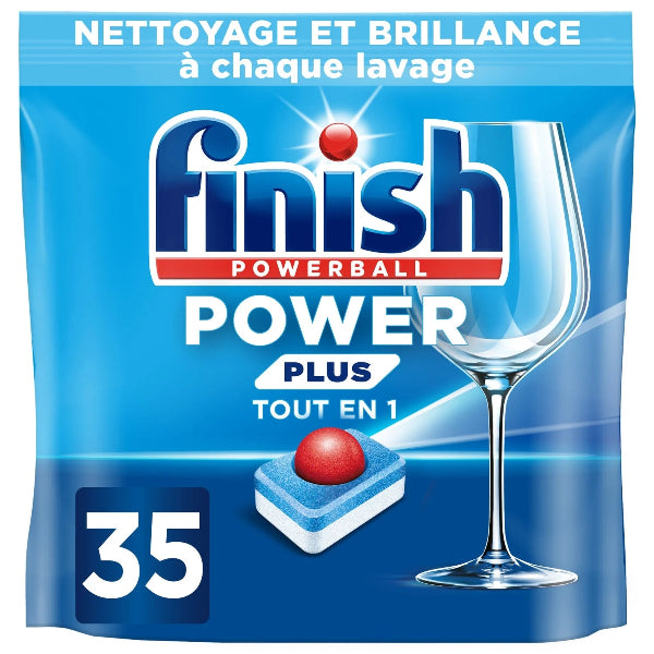 High-performance dishwasher tablets with Powerball action that deliver powerful cleaning and grease-cutting