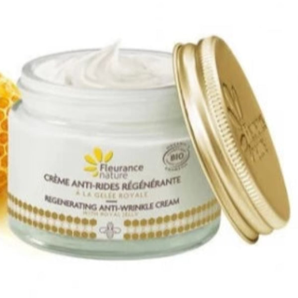 An organic anti-wrinkle cream that nourishes, smooths, and firms the skin with royal jelly and plant-based actives.