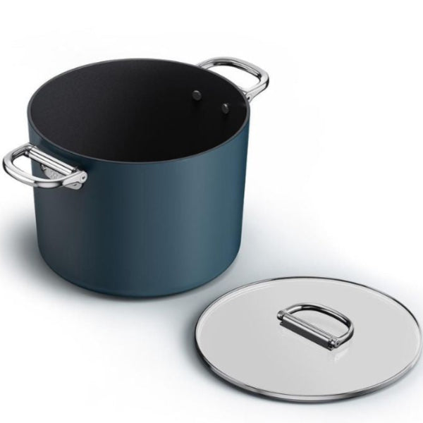 Ceramic non-stick with a folding handle and matching lid for easy storage