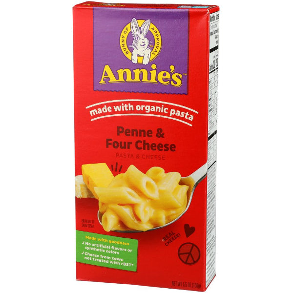 Creamy organic mac and cheese with a rich blend of four cheeses.