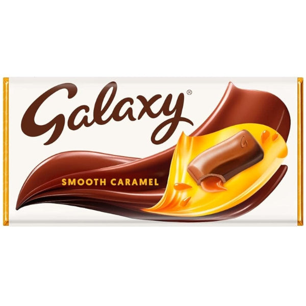 Smooth Galaxy chocolate with a rich caramel center, in a large 135g block.