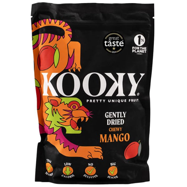 Kooky Gently Dried Mango, a sweet and chewy snack perfect for the whole family to enjoy.