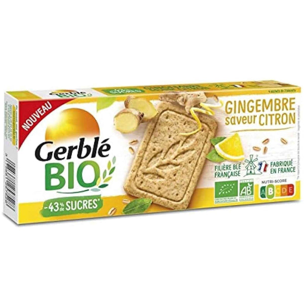 French biscuits combining bright lemon zest, warm ginger, and whole‑grain wheat flour