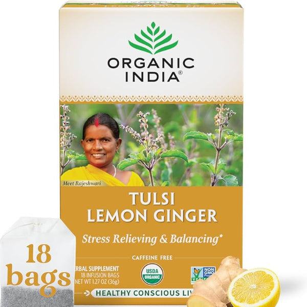 A zesty and warming herbal infusion combining lemon and ginger, perfect for soothing digestion and boosting immunity.