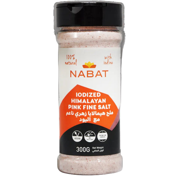 Mineral-rich pink salt enriched with iodine, conveniently packed in a shaker for easy everyday seasoning