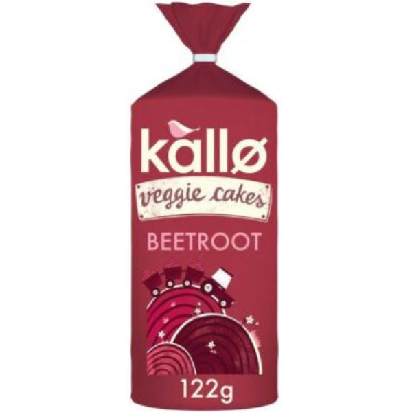 Kallo Beetroot & Balsamic Vinegar Veggie Cakes, a crunchy and savory snack made from wholesome ingredients.