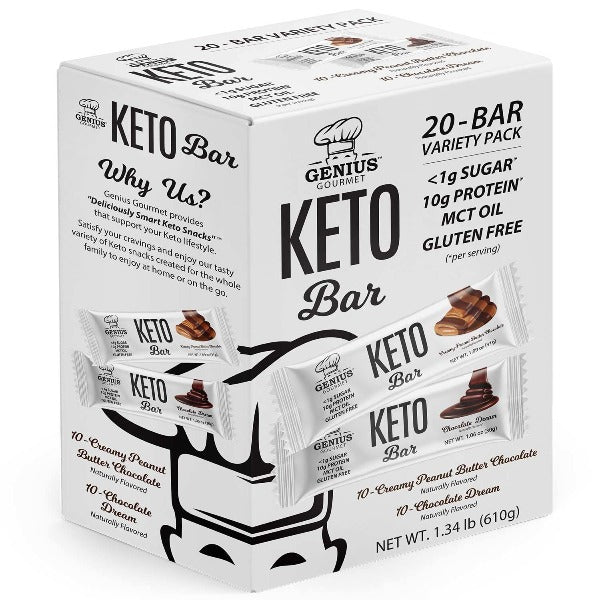 Genius Keto Protein Variety GF, 20 Bars