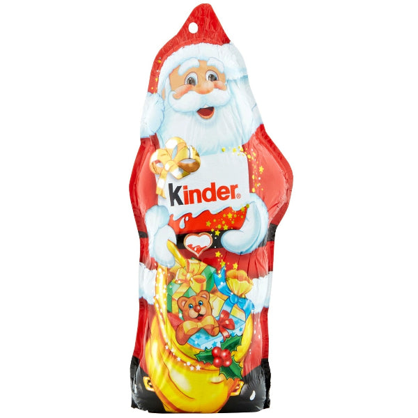 A festive milk chocolate Santa with a creamy Kinder taste, perfect for holiday gifting and sweet moments.