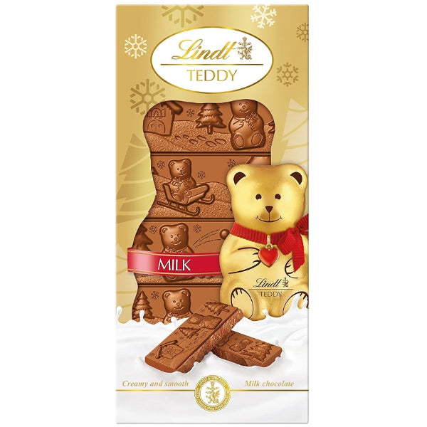 Adorable Lindt Teddy milk chocolate bar for a creamy, festive treat