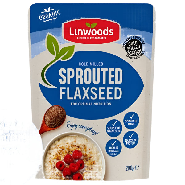 Nutrient-boosted flaxseed, sprouted for enhanced digestion and absorption.