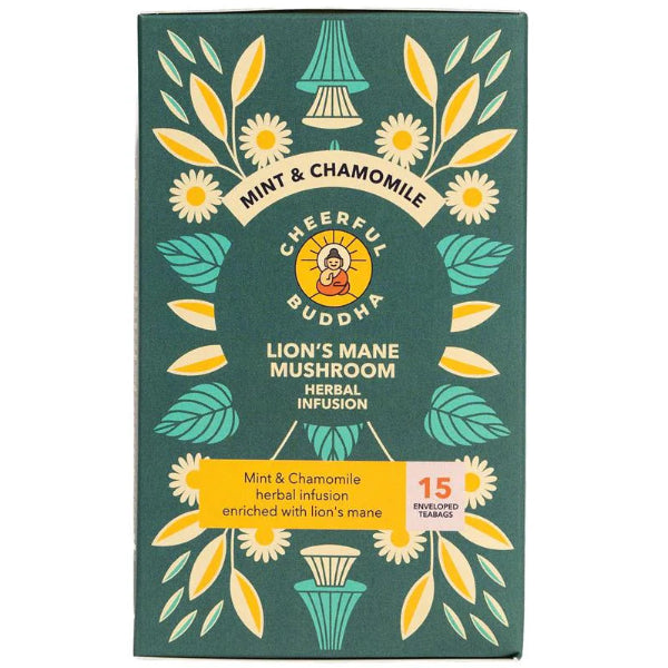 A calming herbal blend that supports focus and relaxation with soothing mint, chamomile, and Lion’s Mane mushroom.