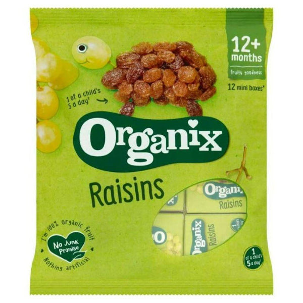 Sweet, chewy, and naturally fruity, Organix Mini Raisin Fruit Snack Boxes are a convenient and healthy snack for kids on the go.
