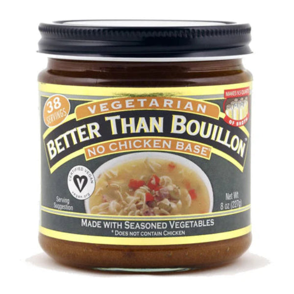 A rich, savory vegan paste that delivers classic chicken-style flavor to soups, sauces, and gravies without any animal products.
