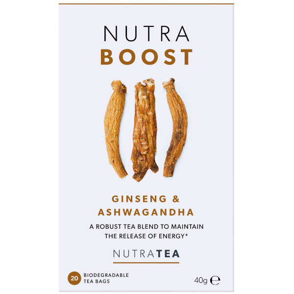 An energizing herbal tea blend that combines ginseng and ashwagandha to support vitality, focus, and stress resilience.