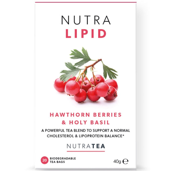 A heart-supporting herbal tea blend combining hawthorn berries and holy basil for cardiovascular wellness and balance