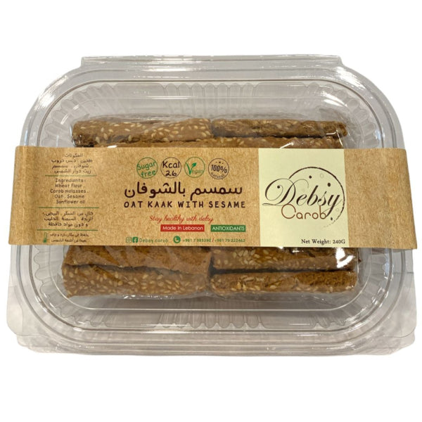 Crunchy and wholesome kaak made with oats and sprinkled with sesame for a light, nutty flavor