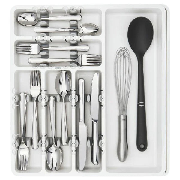 Keep cutlery sorted and easy to find with this OXO Good Grips expanding utensil organizer.