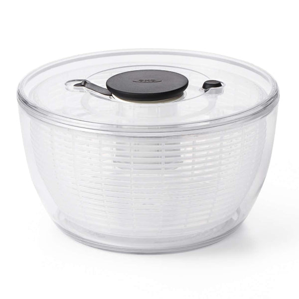 Quickly wash and dry your greens with this easy-spin salad spinner and non-slip base.