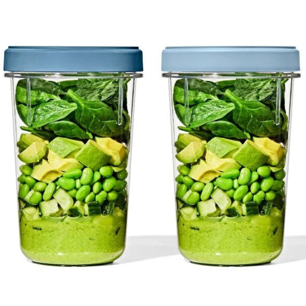 Stack, twist, and store snacks or leftovers with this set of two 32 oz OXO Good Grips Twist & Stack containers.