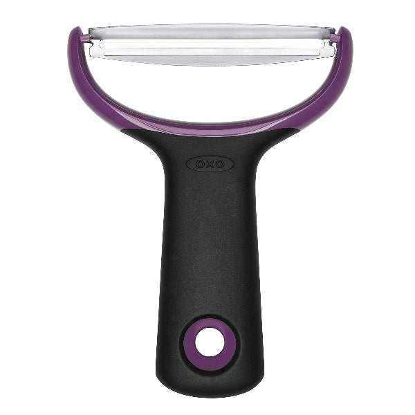 Y-shaped peeler with a sharp blade and comfy Good Grips handle for easy fruit and veggie prep.