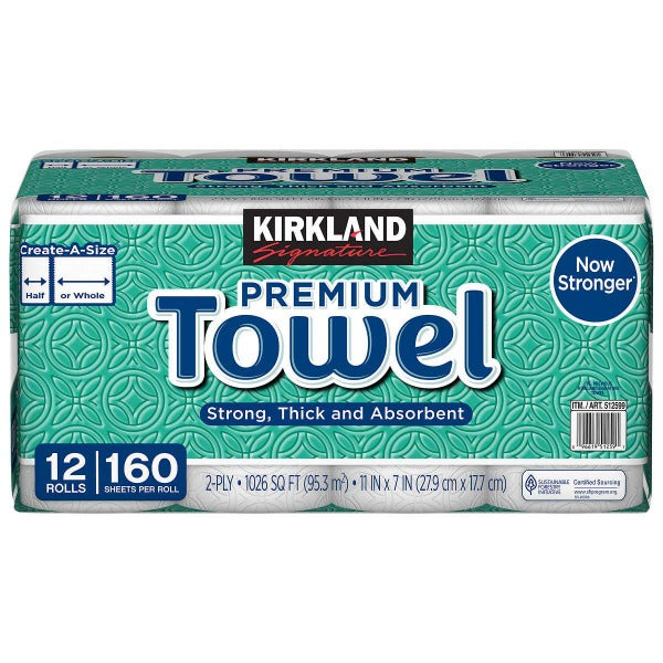 Kirkland Paper Towel Select a Size 160 Sheets, 12 Rolls