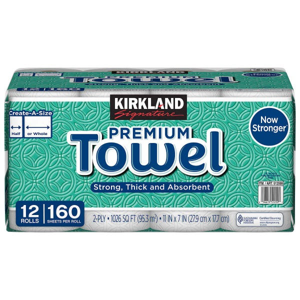 K.S. Paper Towel Select a Size 160 Sheets, 12 Rolls