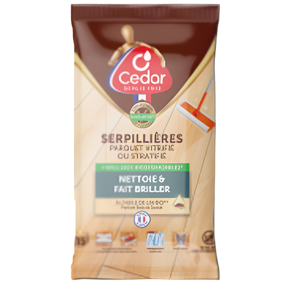 Convenient pre-moistened wipes infused with linseed oil to gently clean and nourish parquet floors