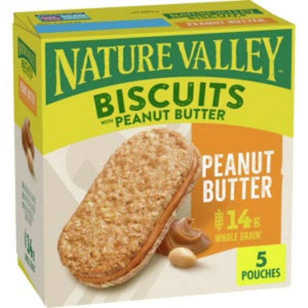 Crunchy biscuits filled with creamy peanut butter, perfect for a quick snack.
