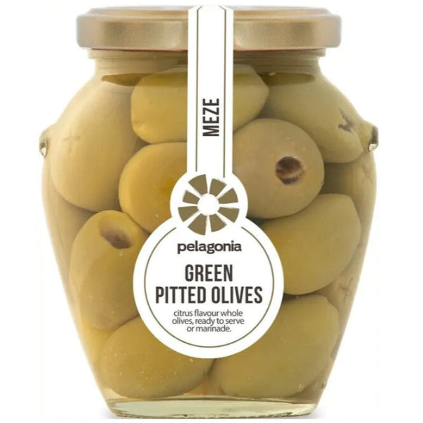 Juicy, firm green olives, perfectly pitted for easy snacking.