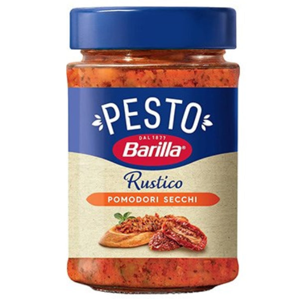Rustic sun-dried tomato pesto with a rich, savory flavor, ideal for pasta, sandwiches, or dipping.