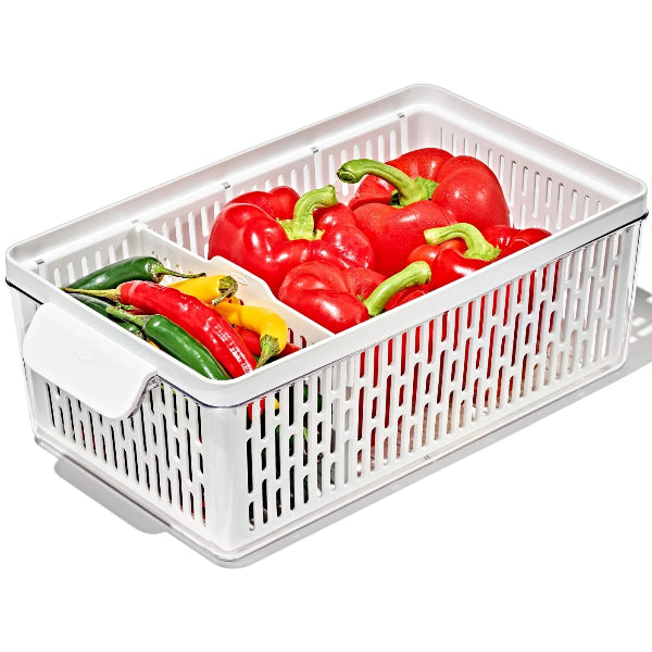 Keep fruits and veggies fresh longer with this medium OXO Good Grips Produce Saver bin.