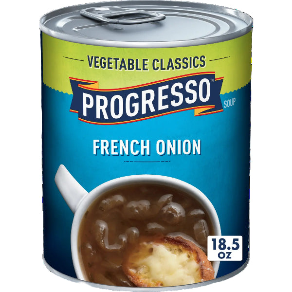 Savory French onion soup with caramelized onions and rich, classic flavors.