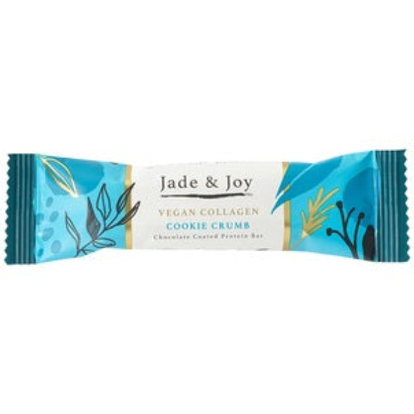 A plant-based protein bar infused with vegan collagen and cookie crumb pieces, offering a sweet, nourishing boost for guilt-free snacking.