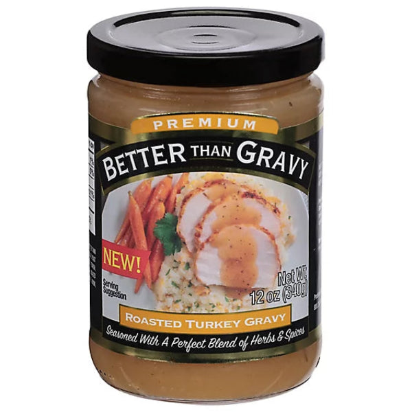 A rich, savory gravy made from roasted turkey flavors, perfect for drizzling over meats, mashed potatoes, and stuffing.