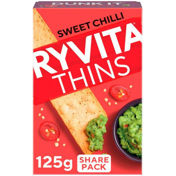 Crispy Ryvita Thins with a zesty sweet chili kick, perfect for a flavorful, light snack.