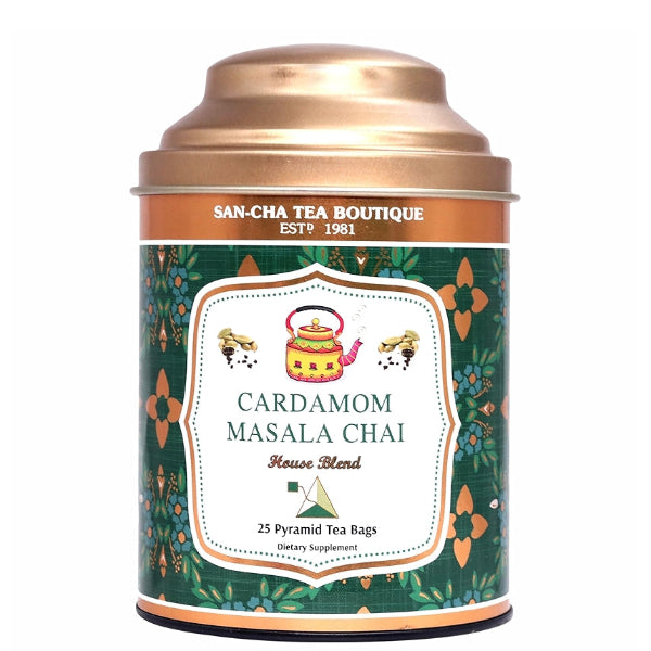 Spiced black tea infused with aromatic cardamom for a warming and flavorful masala chai experience.