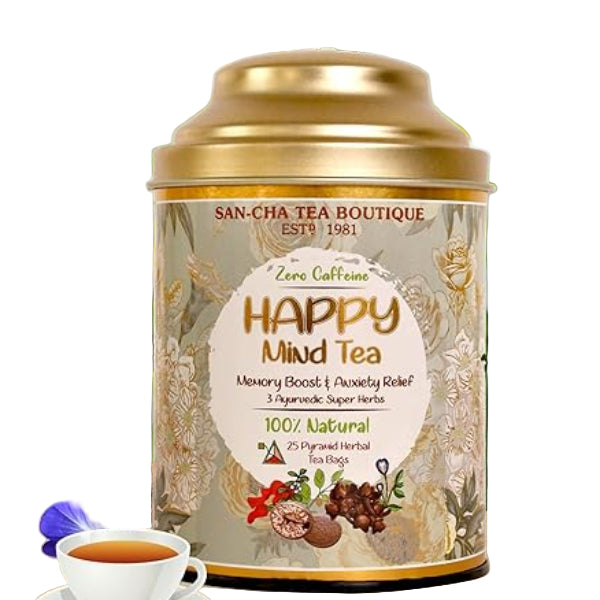Uplifting herbal tea blend designed to support mental clarity and a focused, alert mind.