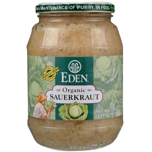 Features crisp, shredded organic cabbage naturally fermented for a tangy, probiotic-rich addition to meals.