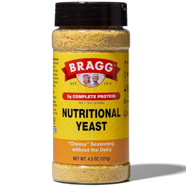 A savory, cheesy-flavored vegan topping, rich in B-vitamins, perfect for sprinkling on popcorn, pasta, and vegetables.