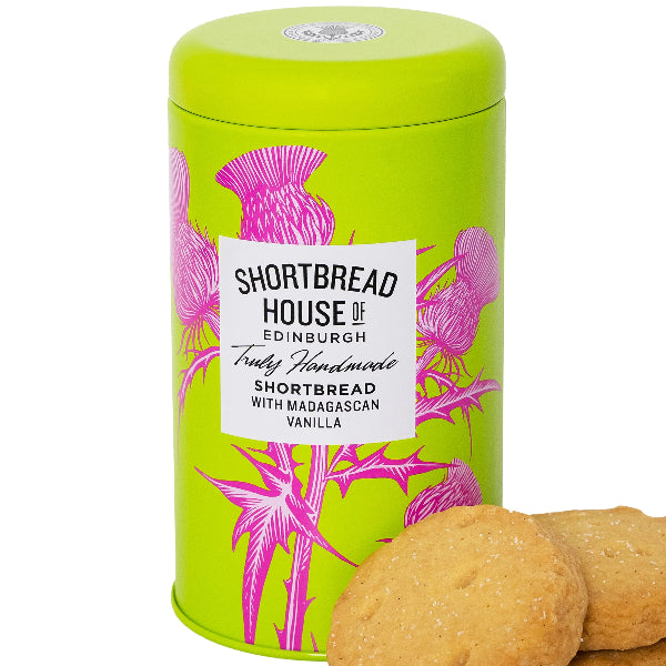 Buttery Shortbread in a Madagascan vanilla tin, perfect for gifting or indulgent snacking.