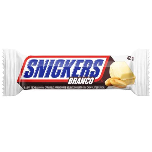 Features crunchy roasted peanuts, chewy nougat, and gooey caramel enveloped in creamy white chocolate