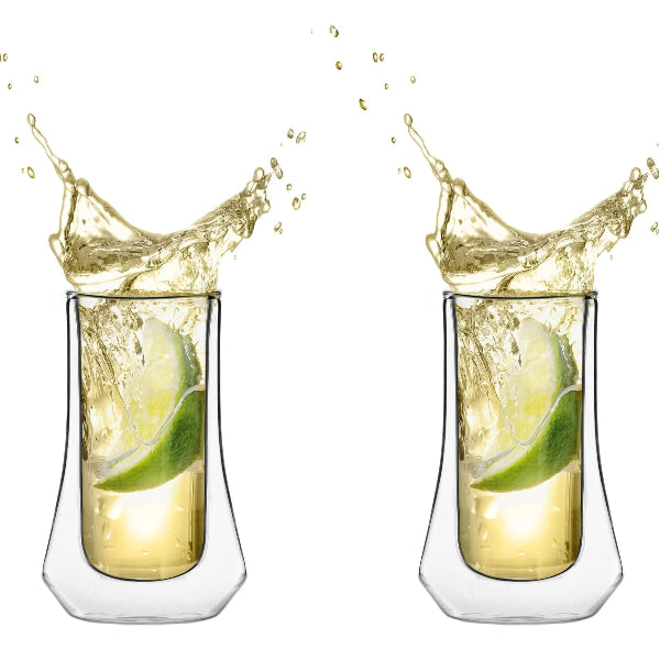 Vialli Soho double-walled shot glasses, 2-pack, 60 ml, perfect for chilled spirits.