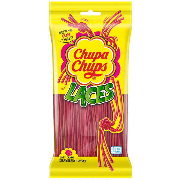 Fun, chewy candy laces with a sweet strawberry flavor, perfect for playful snacking.