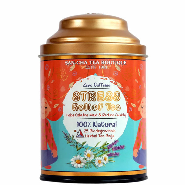 Calming herbal tea blend crafted to ease stress and promote relaxation naturally.
