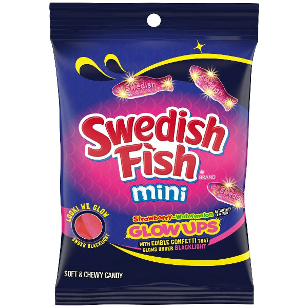 Offers chewy, fruity fish-shaped candies with a fun, colorful twist that glows with flavor in every bite