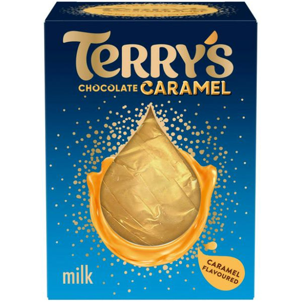 Terry’s Chocolate Caramel Milk, 145 g of smooth milk chocolate with a gooey caramel center.