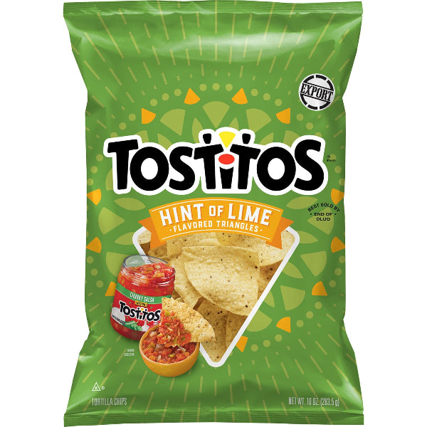 Zesty lime-flavored corn chips with a light, crispy crunch, perfect for snacking or dipping