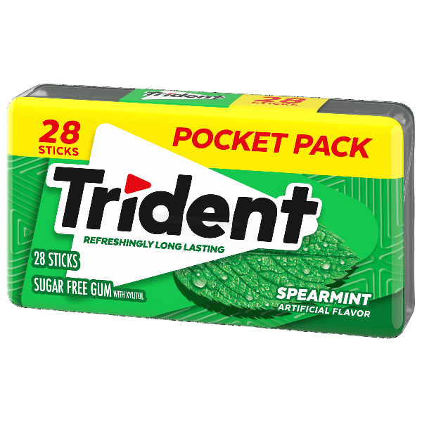 Sugar-free gum with a crisp spearmint flavor in a convenient pocket pack for long-lasting freshness